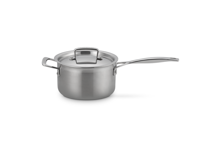 Kasserolle m/lokk og hjelpehåndtak 3-ply rustfritt stål