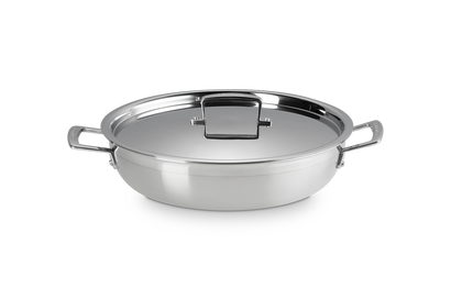 Sautergryte m/Non-Stick belegg og lokk 3-ply rustfritt stål