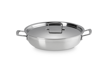 Sautergryte m/Non-Stick belegg og lokk 3-ply rustfritt stål