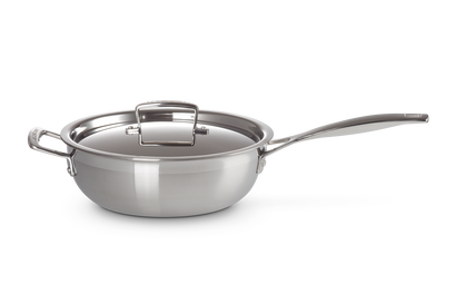 Sautekasserolle m/Non-Stick belegg, lokk og hjelpehåndtak 3-ply rustfritt stål
