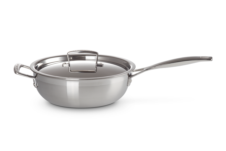Sautekasserolle m/Non-Stick belegg, lokk og hjelpehåndtak 3-ply rustfritt stål