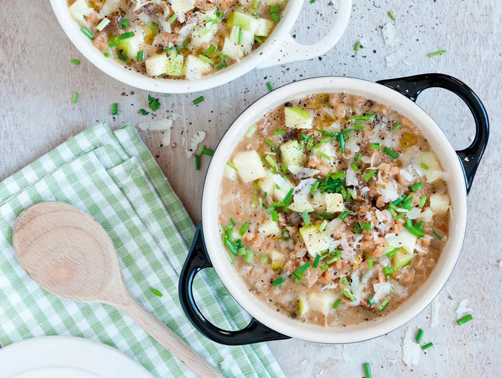 Spelt-otto med sopp, rotfrukt og epler