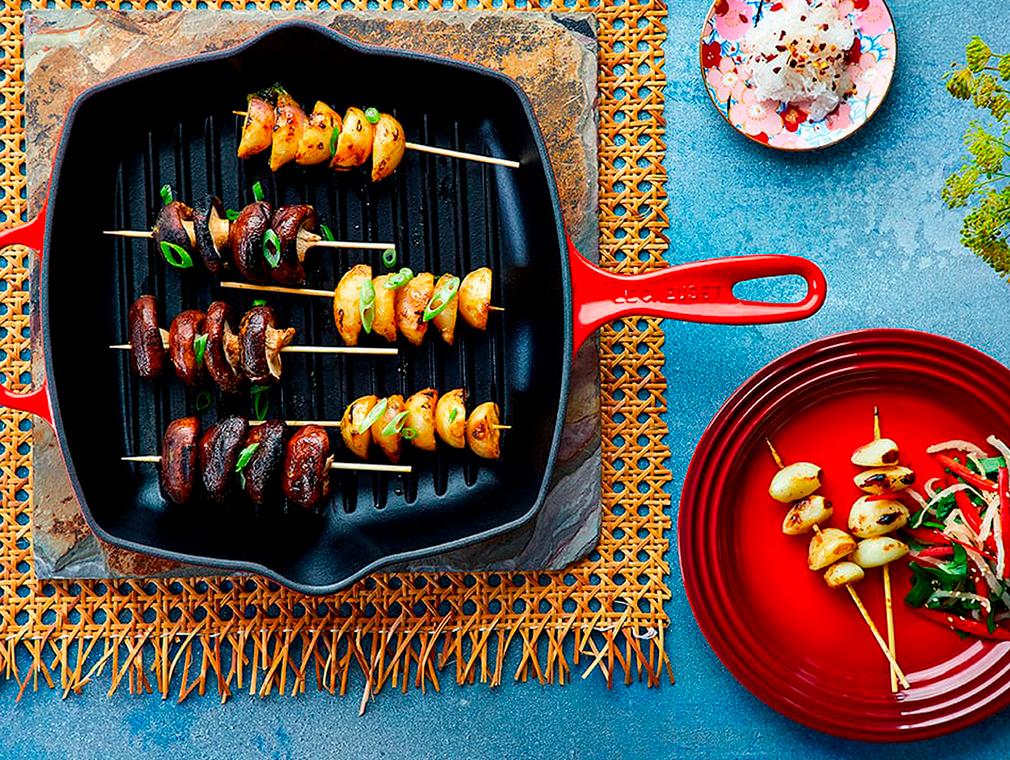 Japanske grillspyd med grønnsaker