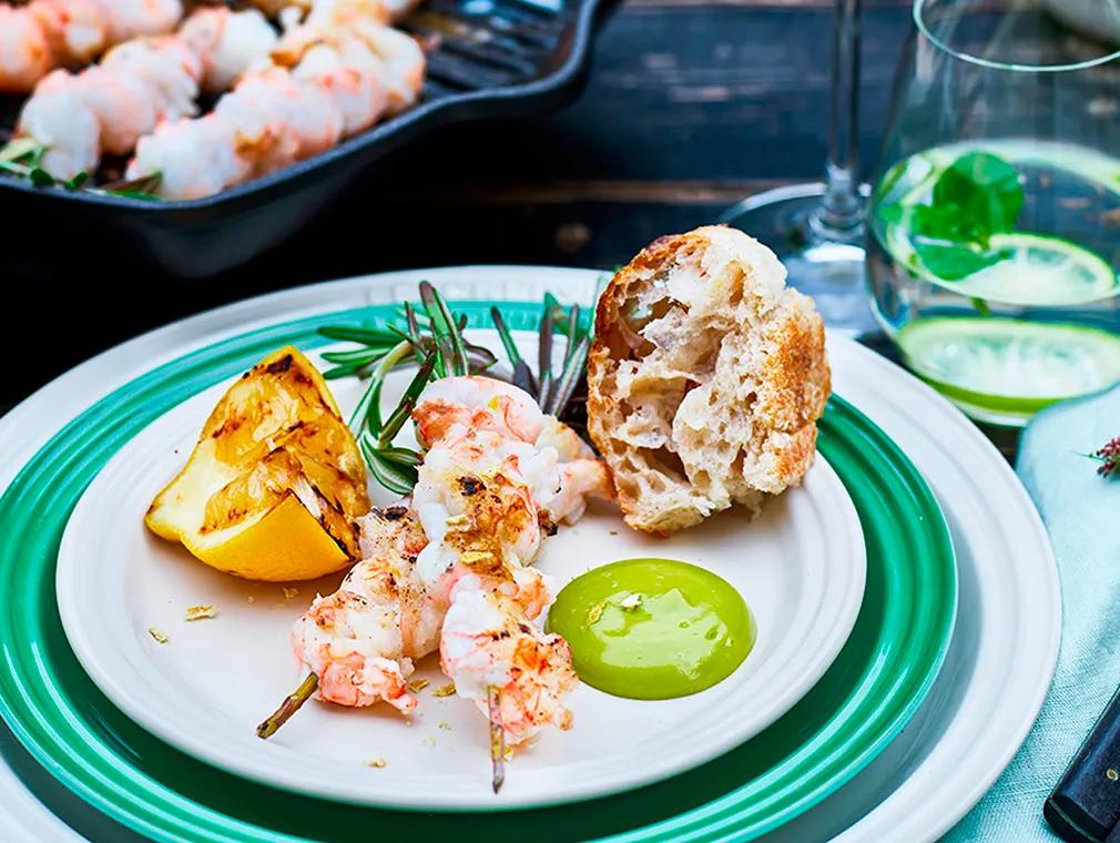 Grillet sjøkreps med ramsløkmajones