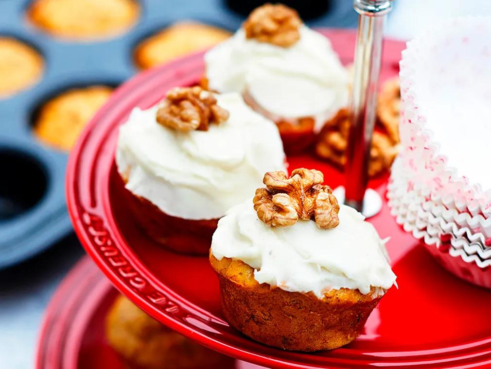 Gulrotcupcakes med frosting