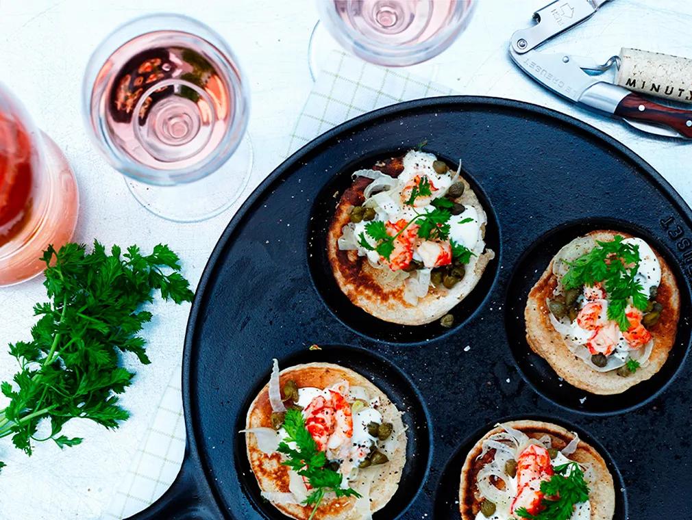Blinis med krepsehaler