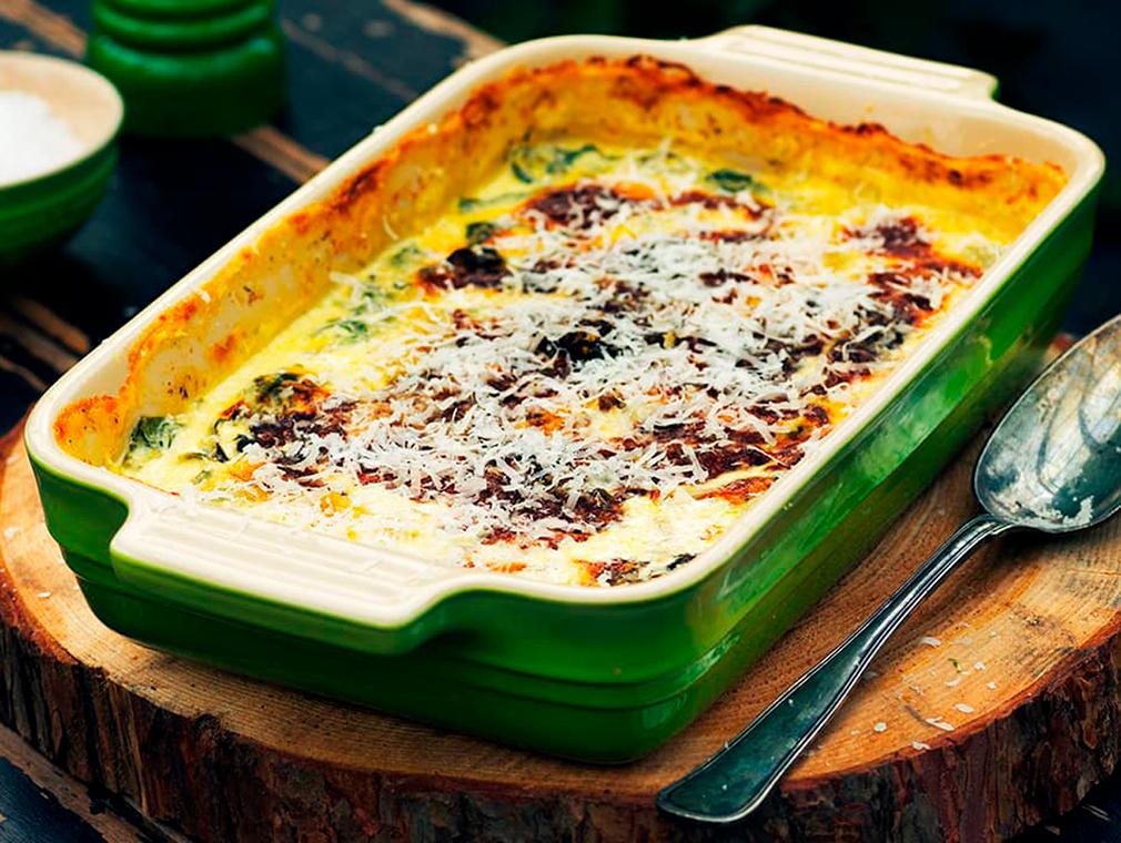 Gratinert bladbete med brødsmuler, fløte og parmesan