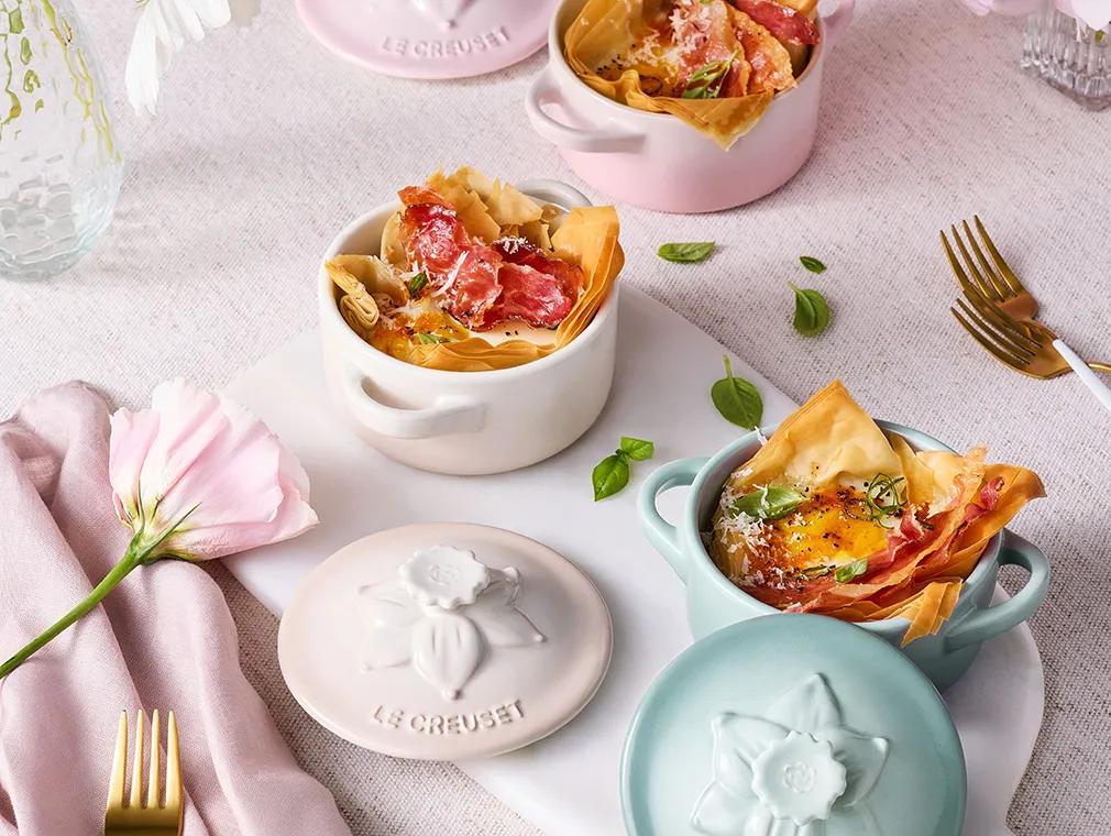 Bakte egg i filodeig