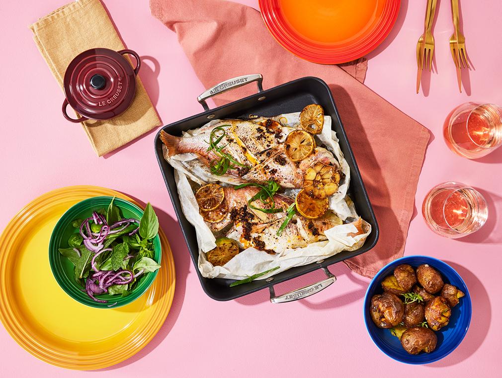Bakte fiskepakker med sitrongress og lime