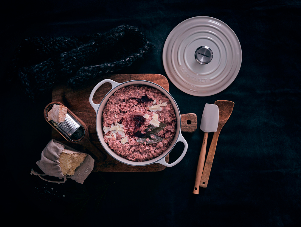 Risotto med rødvinsreduksjon