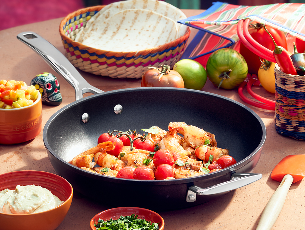 Tacos med reker, koriander og avokadokrem