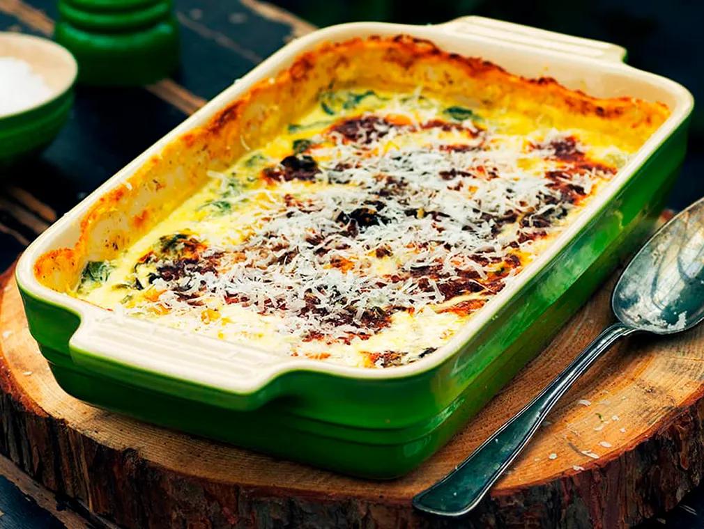 Gratinert bladbete med brødsmuler, fløte og parmesan