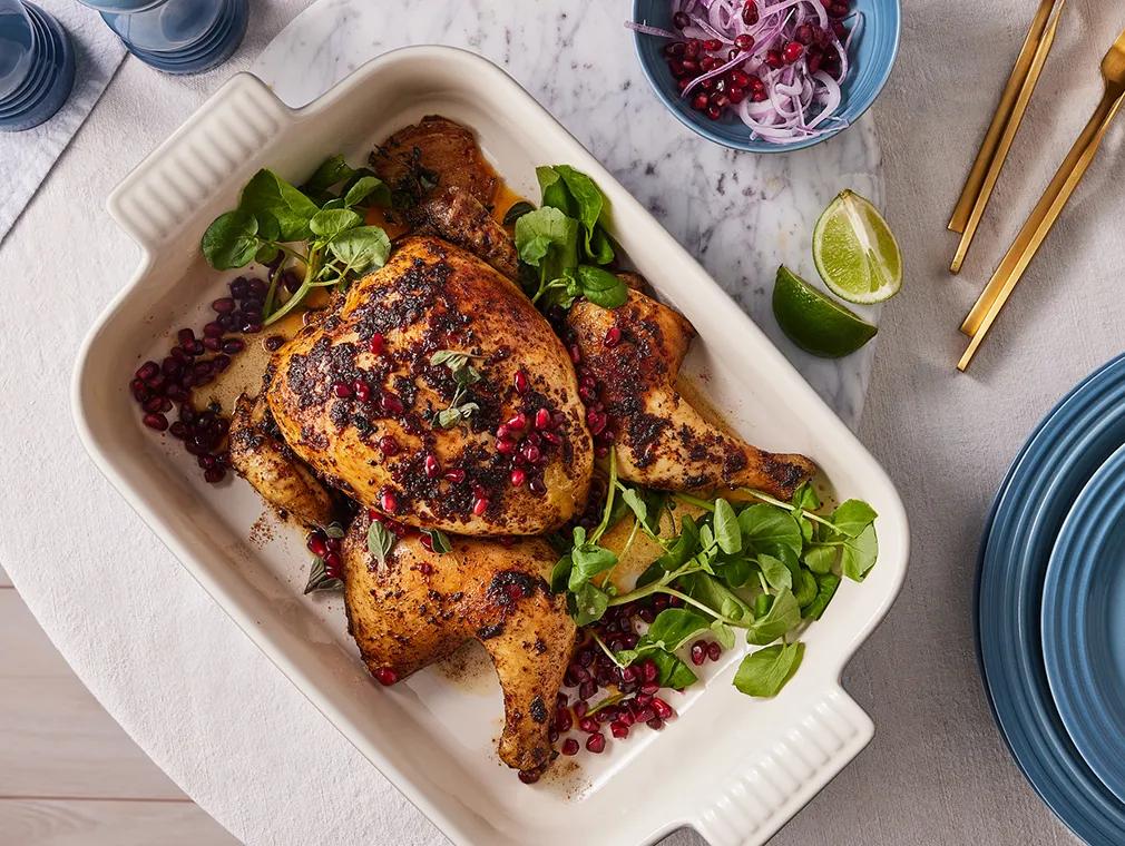 Stekt kylling med harissa og granateple